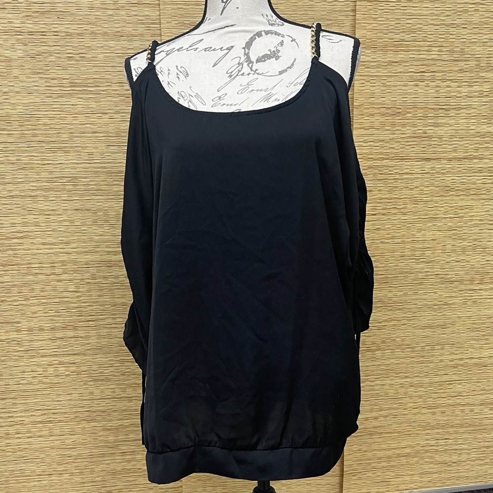 Lane Bryant Black Cold Shoulder Blouse